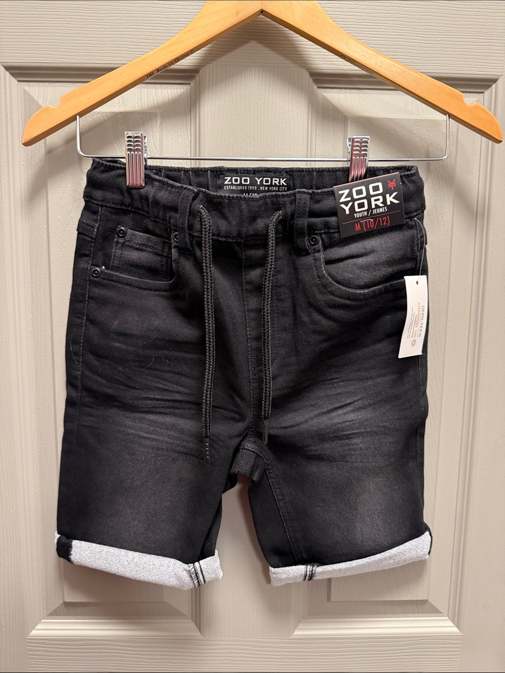 Zoo York Youth Stretch Black Denim Drawstring Shorts